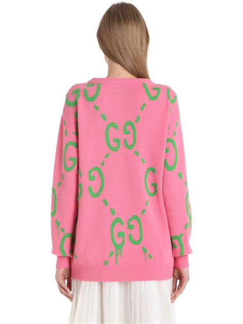 gucci pink knit top|gucci embroidered oversized cardigan.